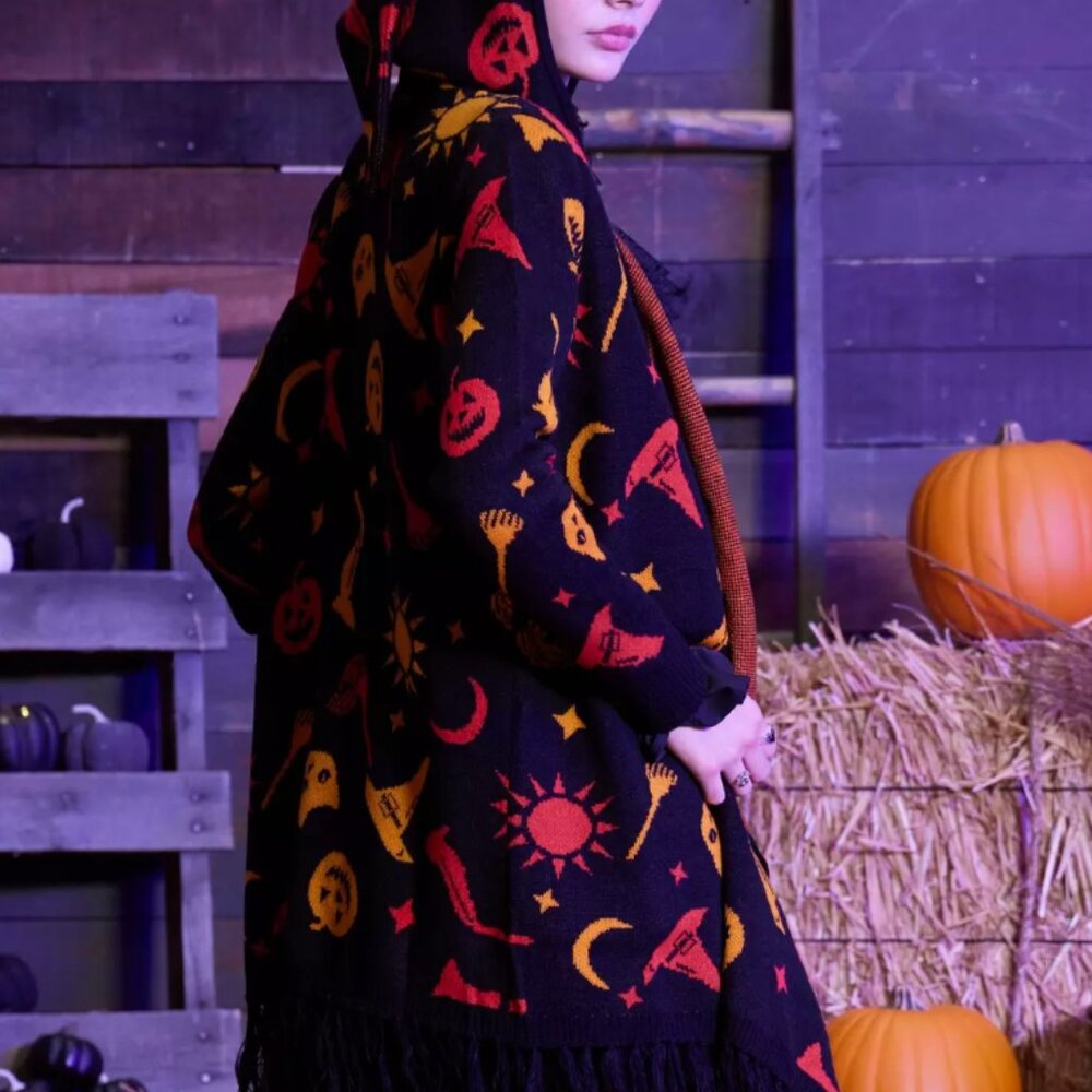 Her Universe Disney Hocus Pocus Hooded Fringe Cardigan Sweater - Size Small